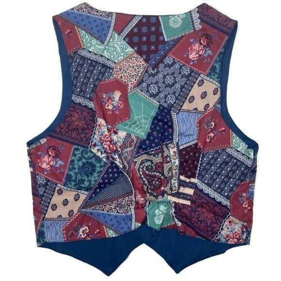 Unique patchwork sleeveless vest over shirt top size med-large - Picture 3 of 3
